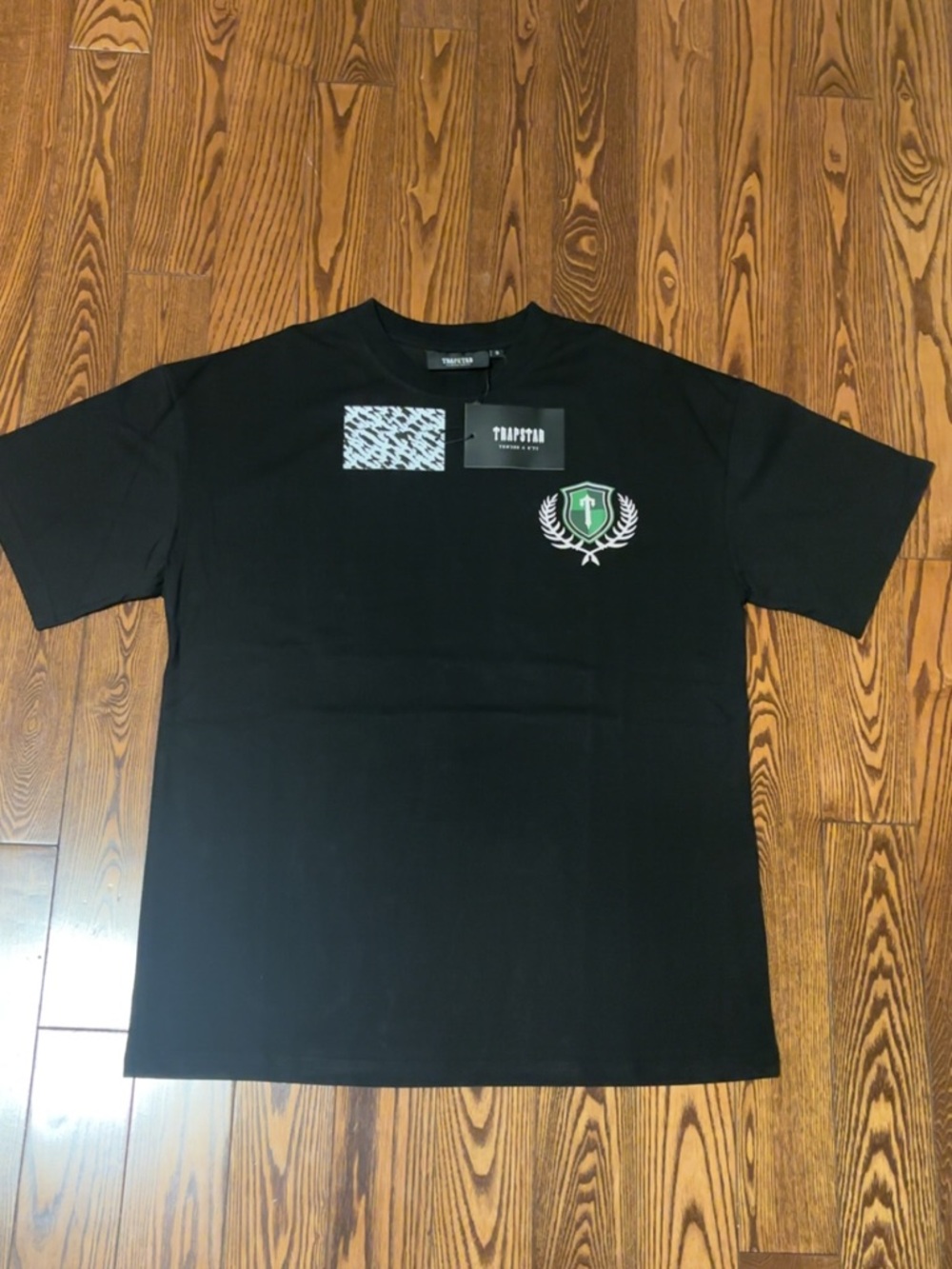 Trapstar Black Short-Sleeve Tee with Green Crest